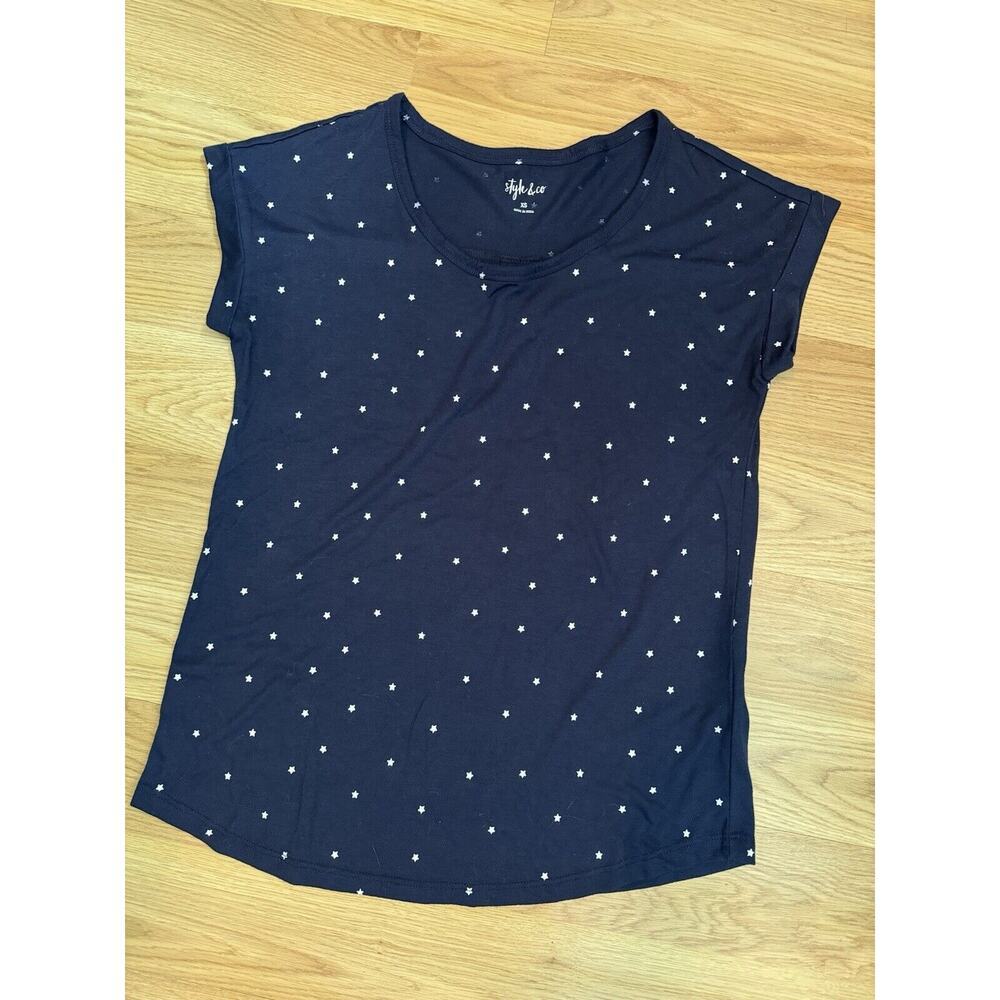 Style & Co Women’s XS Shirt Top Navy Blue Star